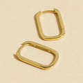 14K Gold Filled Large Oval Hoop Earrings - Elegant Dangle Design.