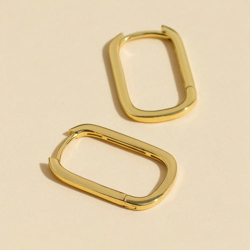 14K Gold Filled Large Oval Hoop Earrings - Elegant Dangle Design.