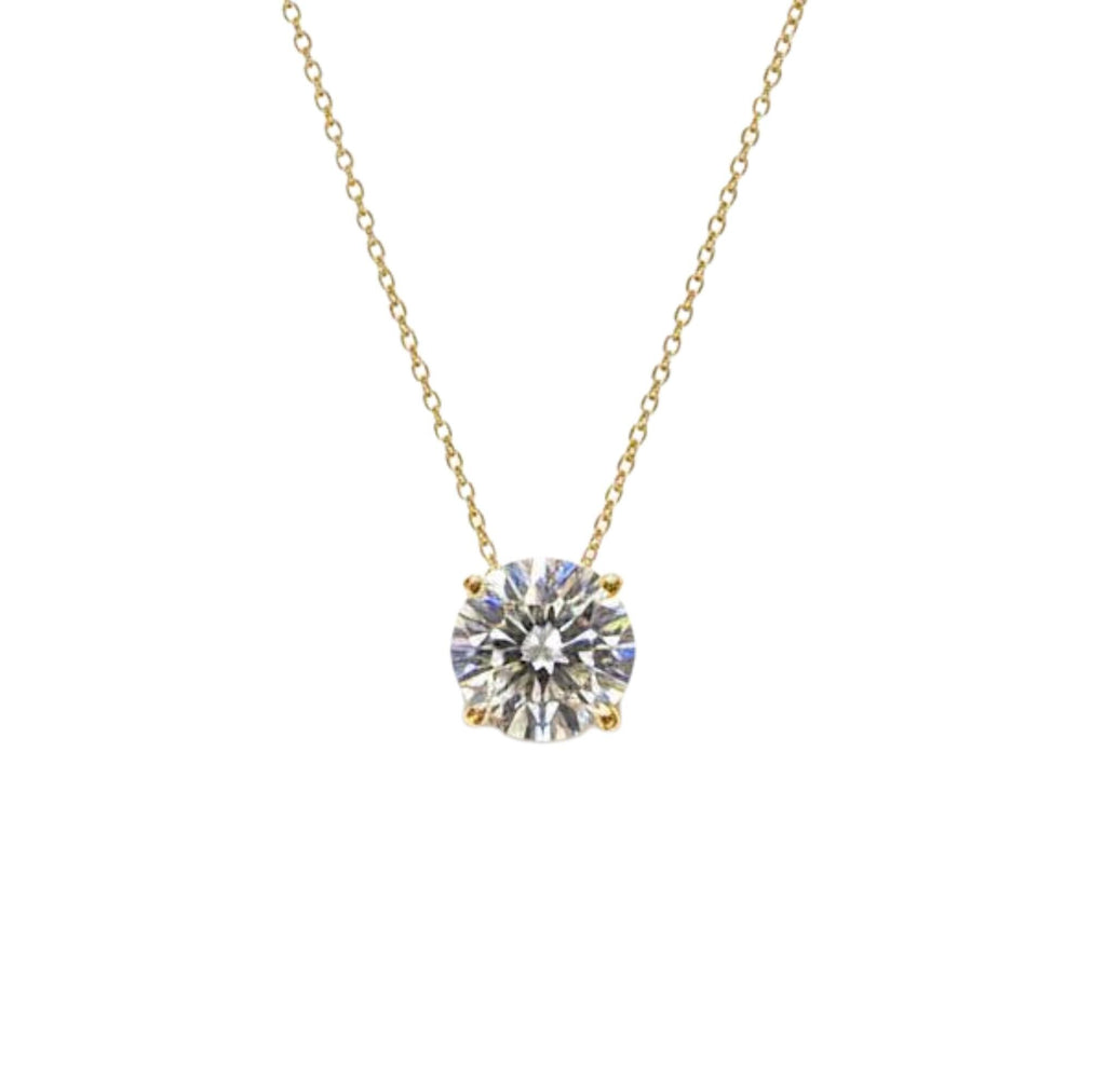 14K Gold Lab Grown Diamond Necklace – Minimalist Floating Diamond Pendant – Real Gold Solitaire Necklace for Women