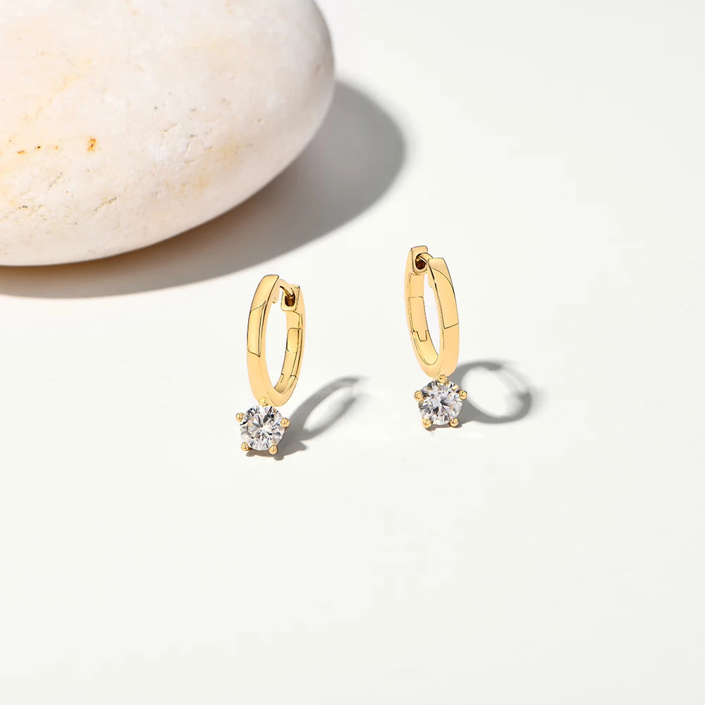 MINTYBOX S925 Sterling Silver Hoop Star Moissanite Stud Earrings - Lab-Created Diamond Drop Earrings
