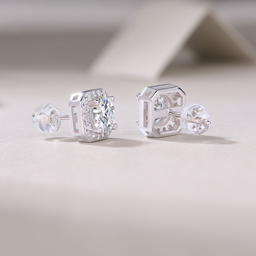 Rose Heart Moissanite Stud Earrings