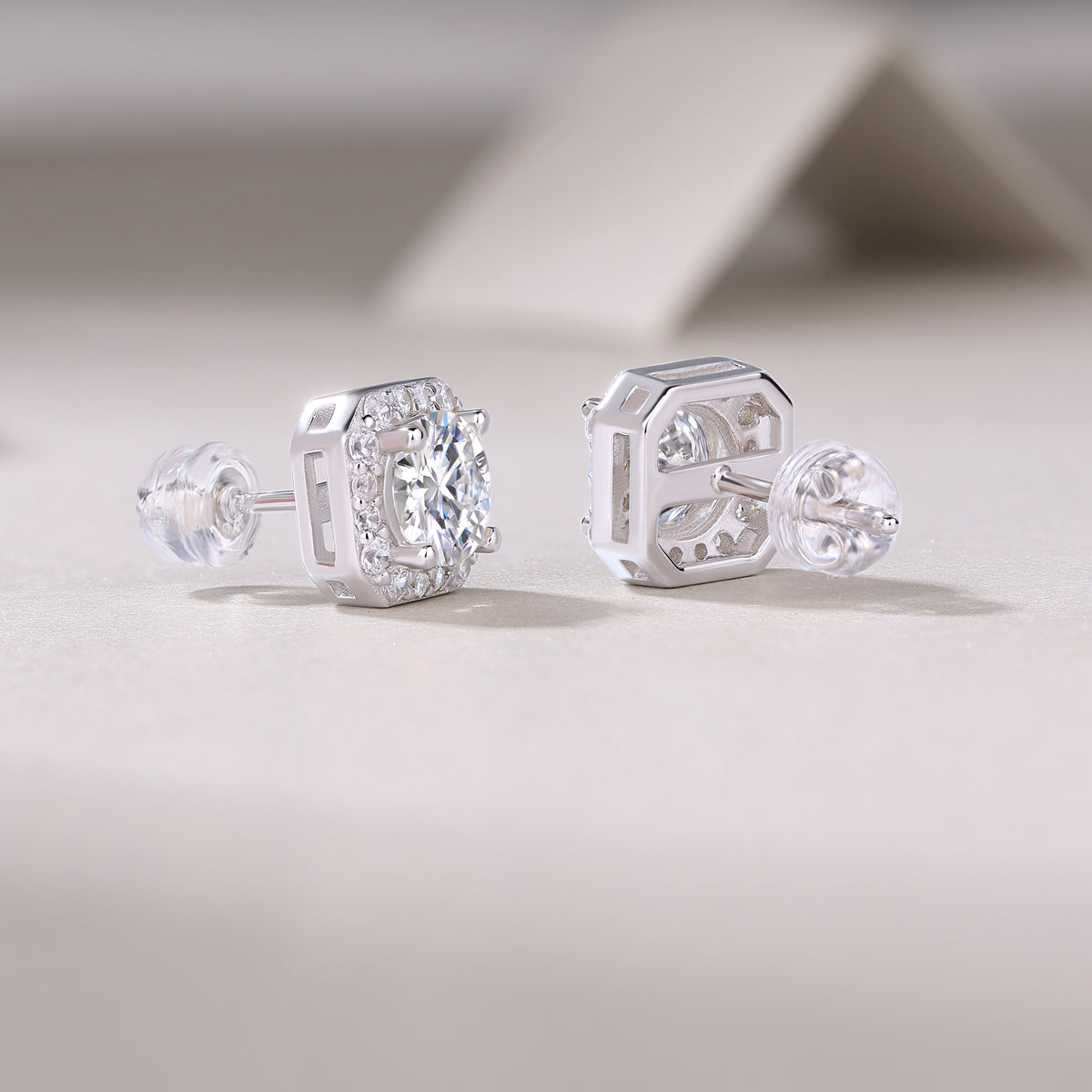 Rose Heart Moissanite Stud Earrings