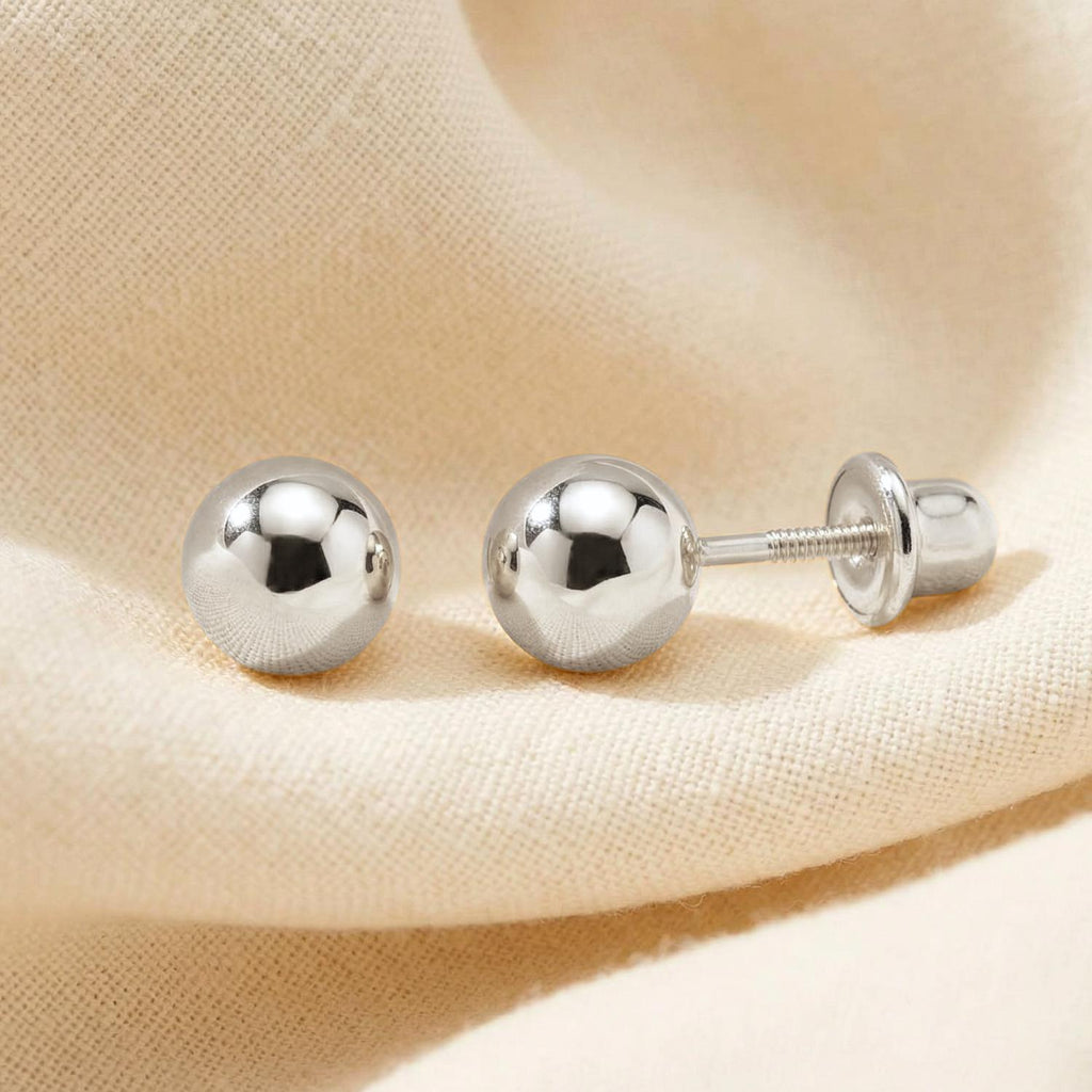 14K Yellow Gold Polished Round Ball Stud Earrings