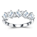 Moissanite Emerald Round Cut Lab Diamond Women's Full Eternity Ring in 925 Sterling Silver