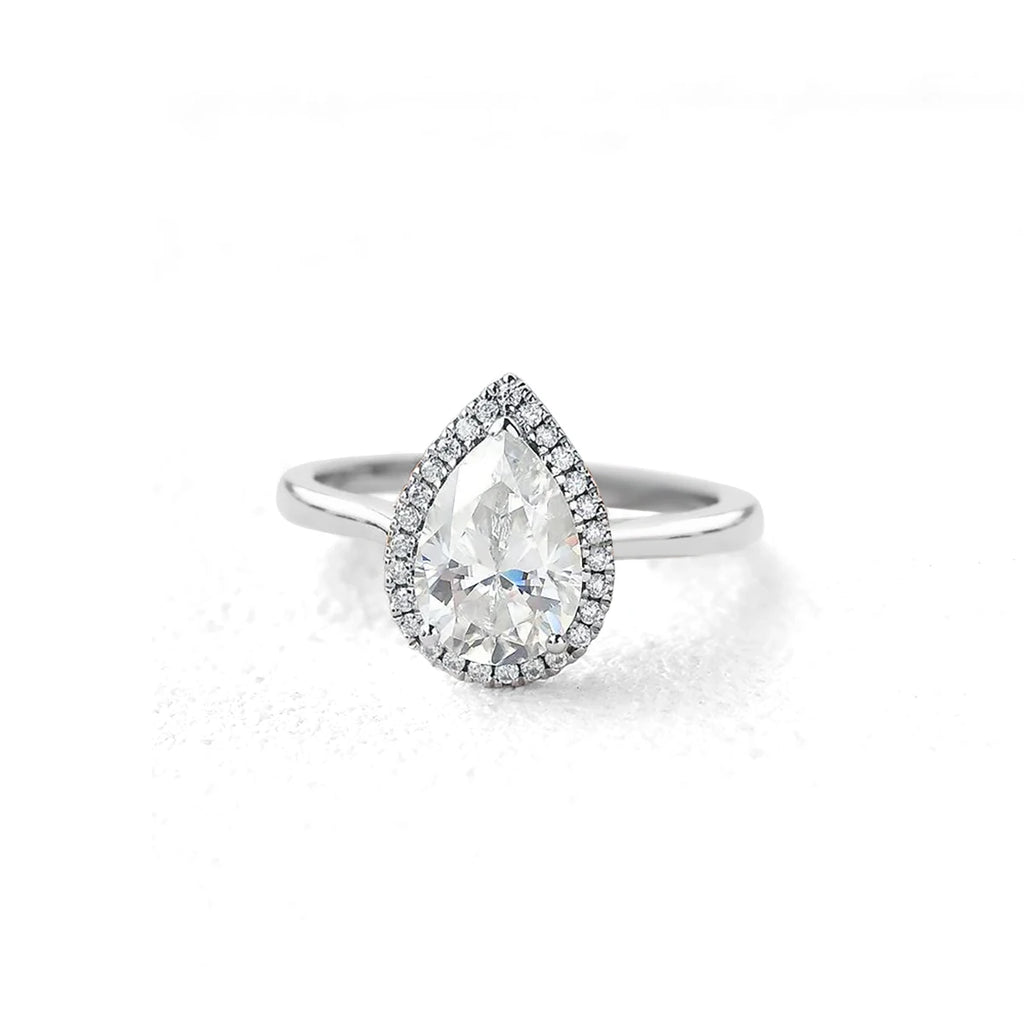 2-Carat Pink Moissanite Pear-Shaped Ring