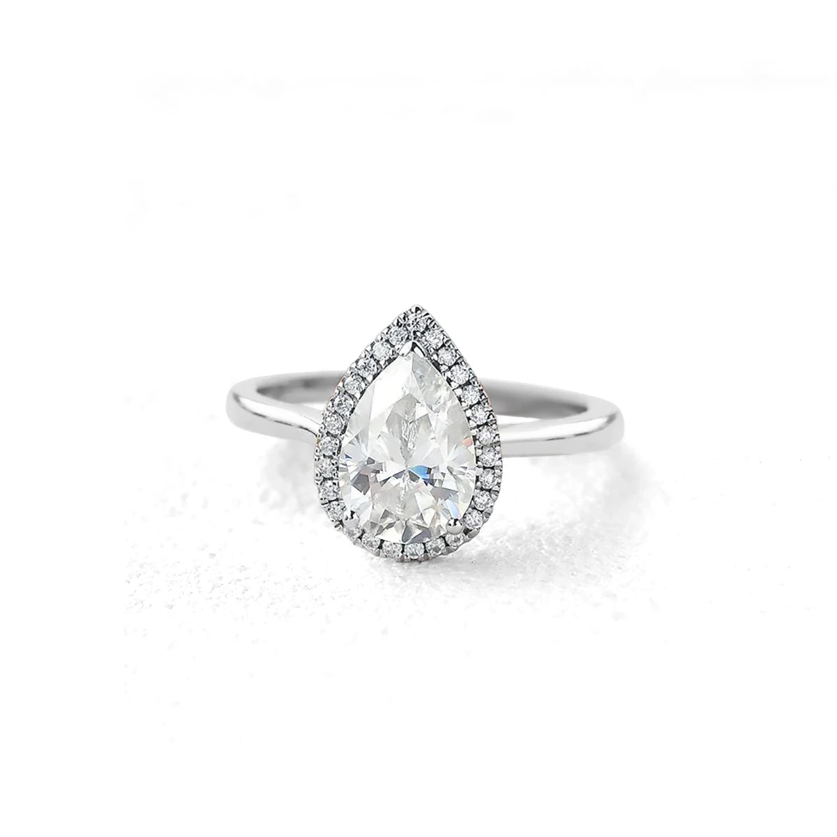 2-Carat Pink Moissanite Pear-Shaped Ring