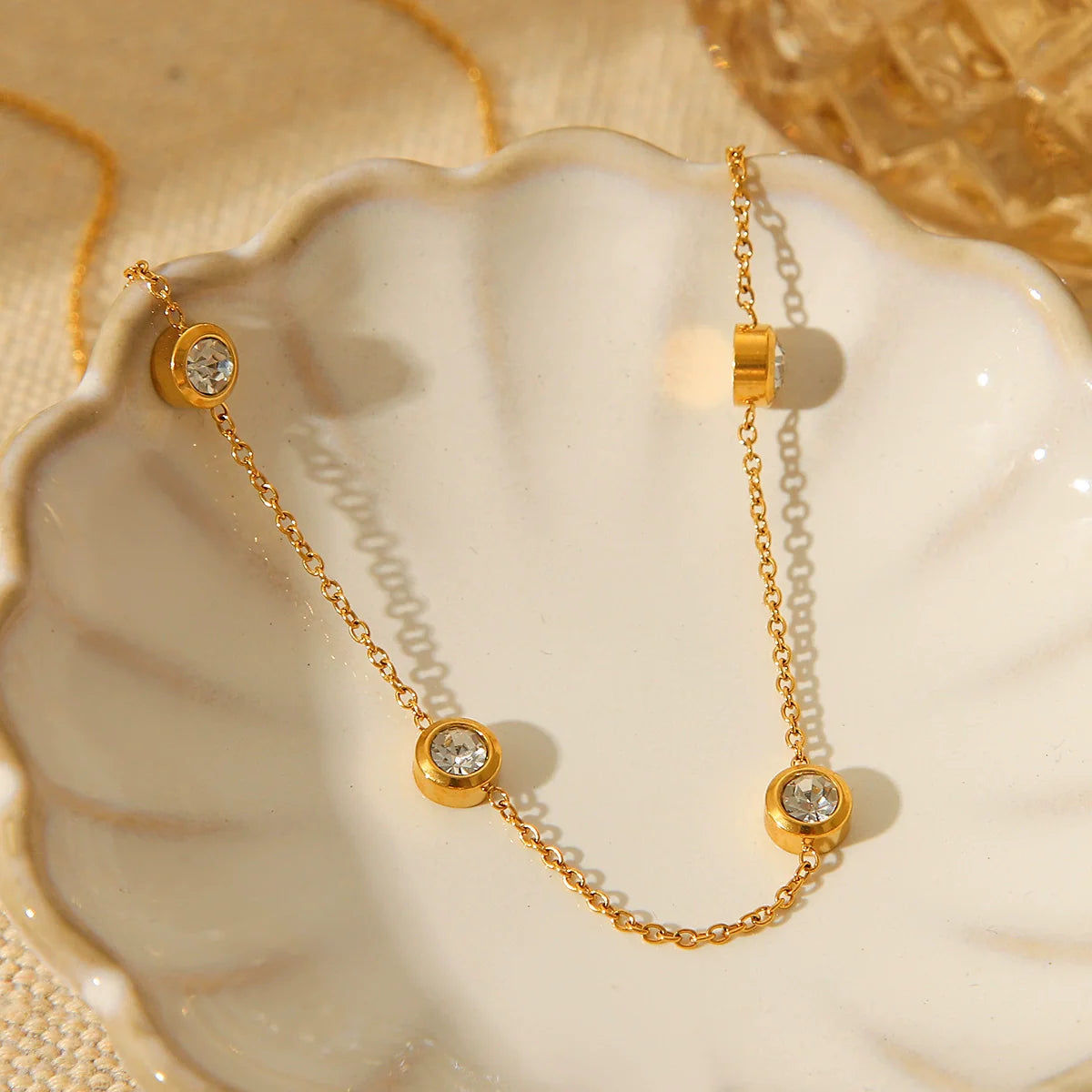 Necklace Zircon Geometric Titanium Steel 