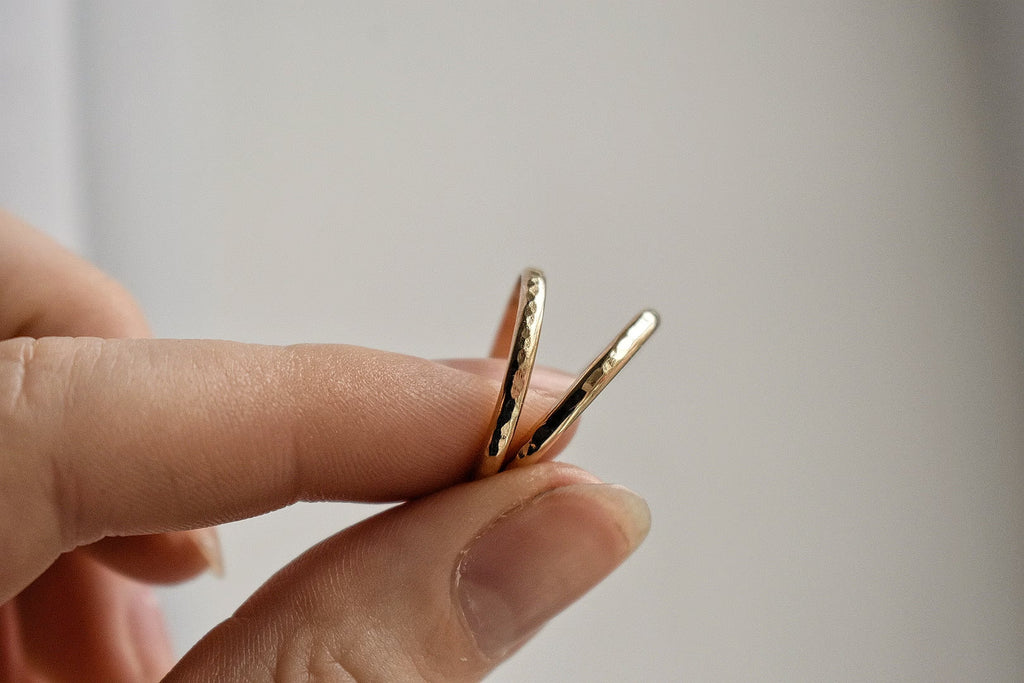 14K Gold Filled Stacker Ring - Handmade Textured Gold Ring for Her