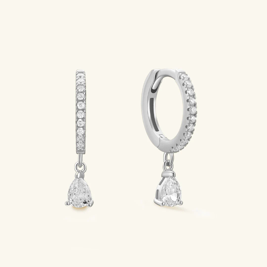 18K Gold Small Hoop Earrings with Diamond Accents 
