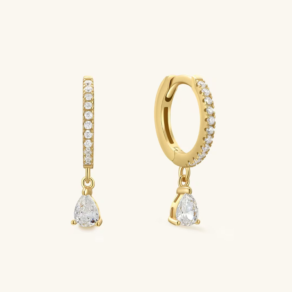 18K Gold Small Hoop Earrings with Diamond Accents 