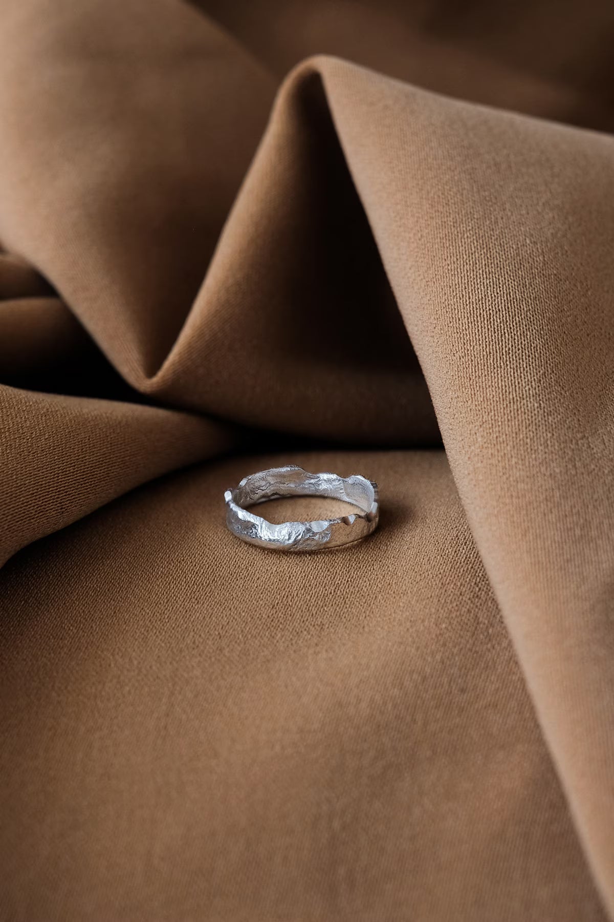 Organic Gold Rings for Women - Unique Hammered Minimalist Textured Rustic Stacking Band Ring