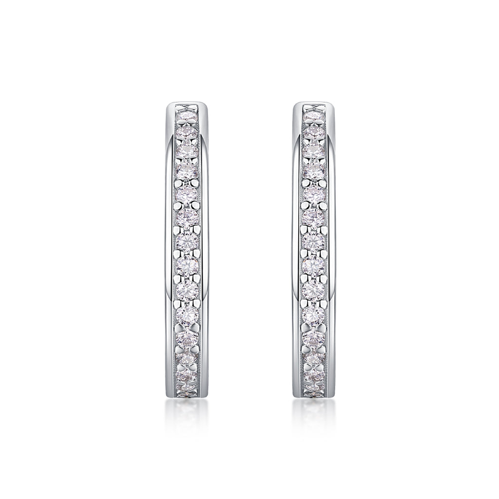 S925 Moissanite Stud Earrings – Platinum Plated Sterling Silver Earrings – Minimalist Sparkling Everyday Jewelry for Women