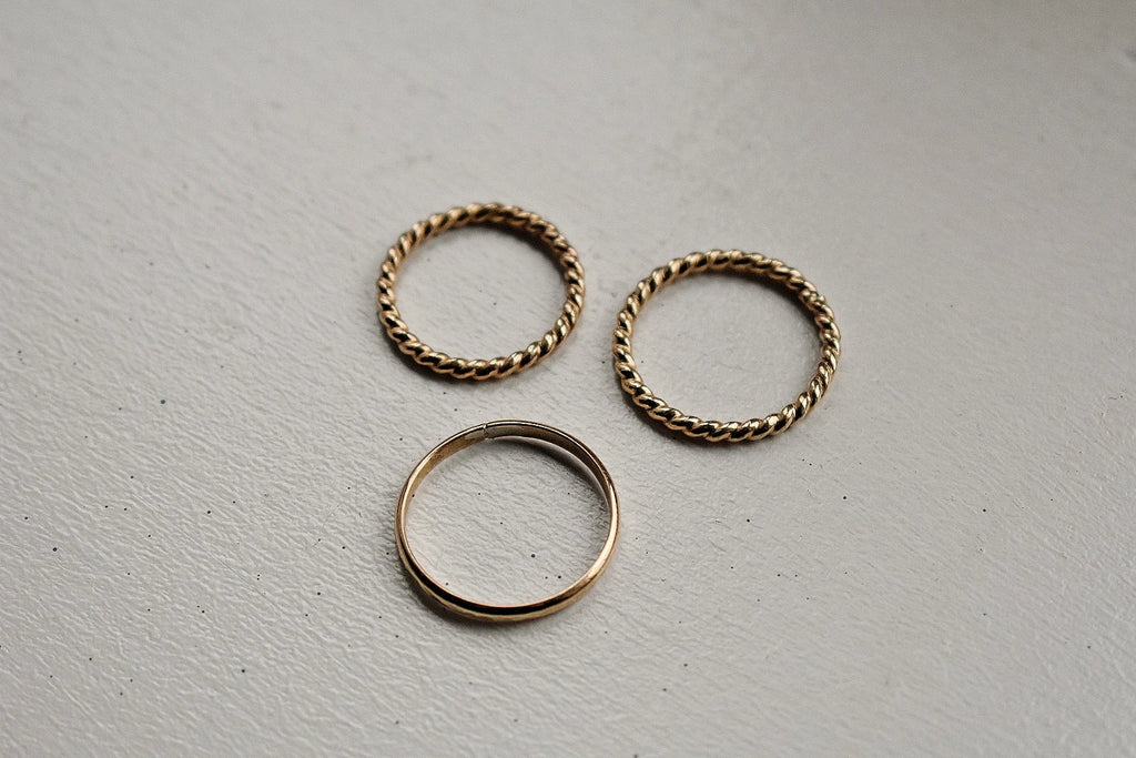 14K Gold Filled Stacker Ring - Handmade Textured Gold Ring for Her