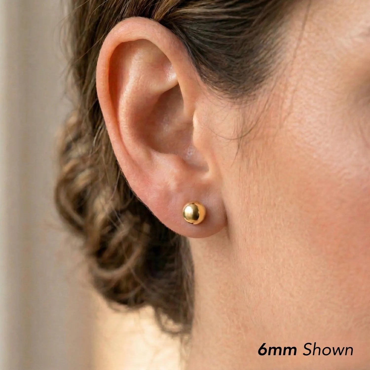 14K Yellow Gold Polished Round Ball Stud Earrings