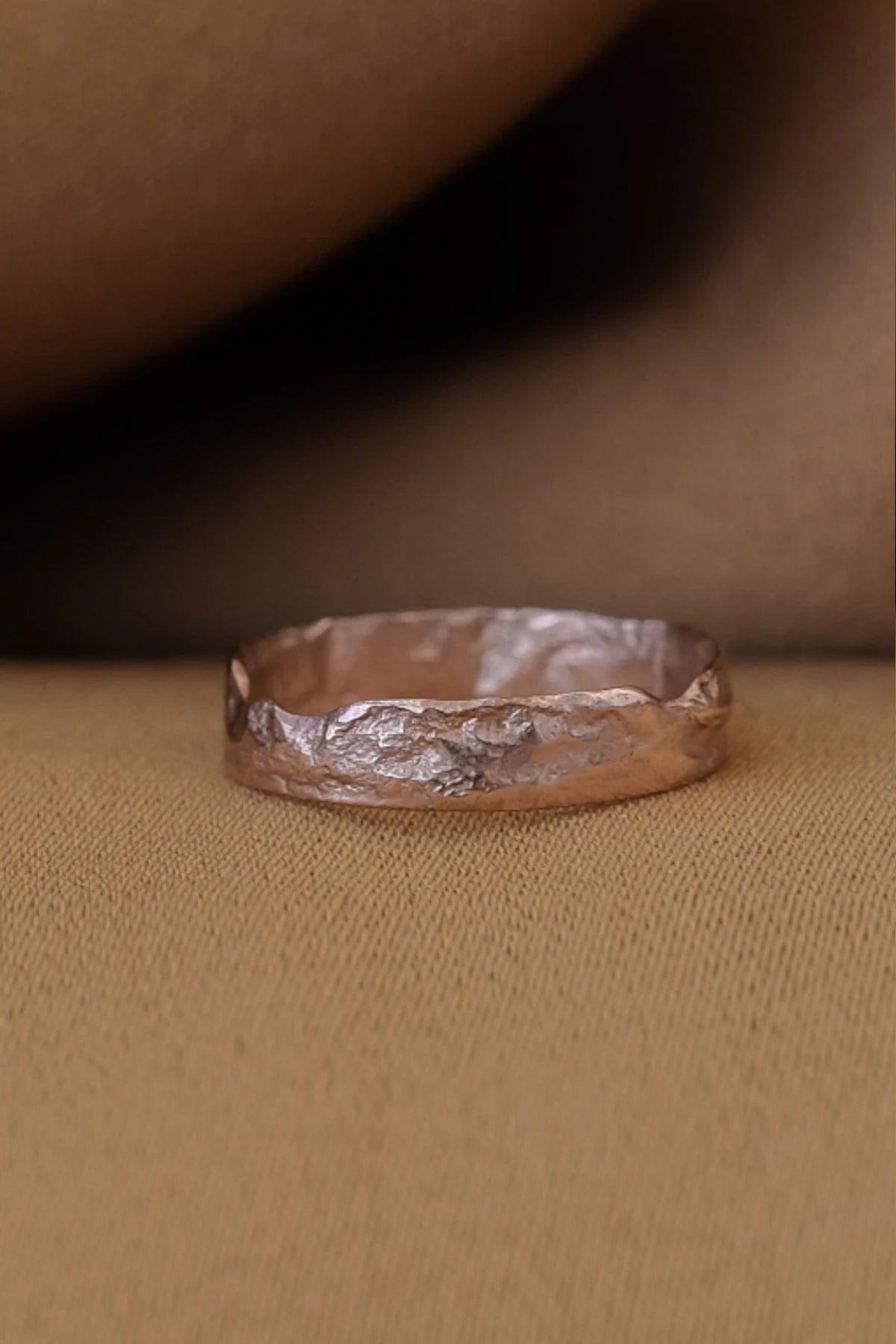 Organic Gold Rings for Women - Unique Hammered Minimalist Textured Rustic Stacking Band Ring