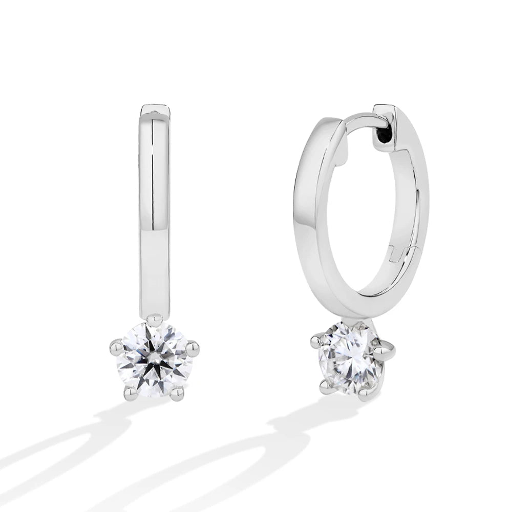 MINTYBOX S925 Sterling Silver Hoop Star Moissanite Stud Earrings - Lab-Created Diamond Drop Earrings