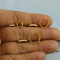 22K Solid Gold Hoop Earrings with Zircon Accents, Huggie Style