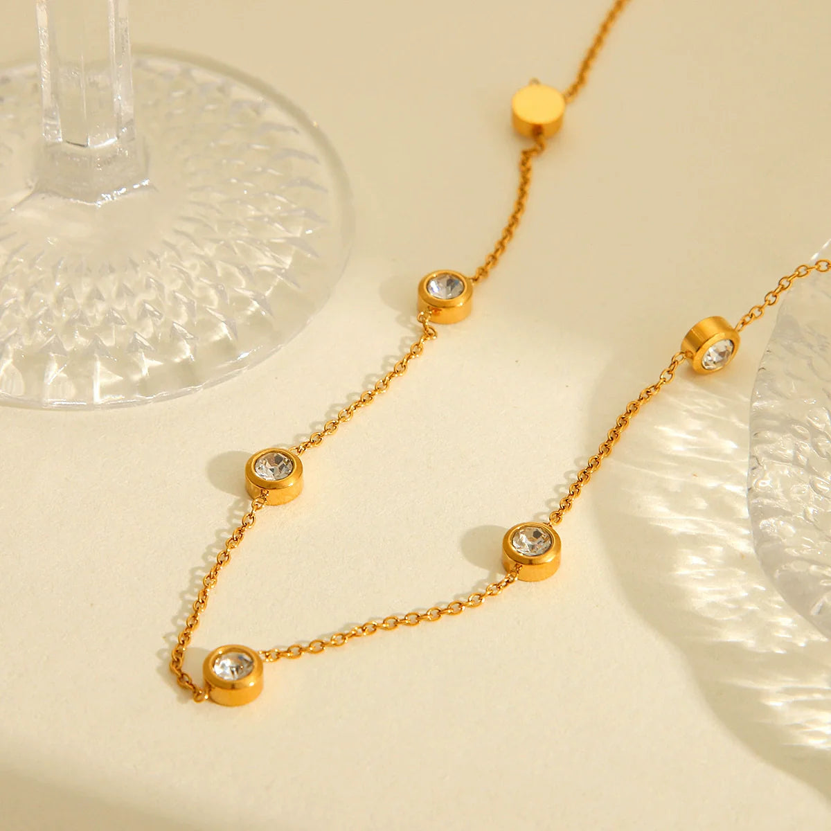 Necklace Zircon Geometric Titanium Steel 