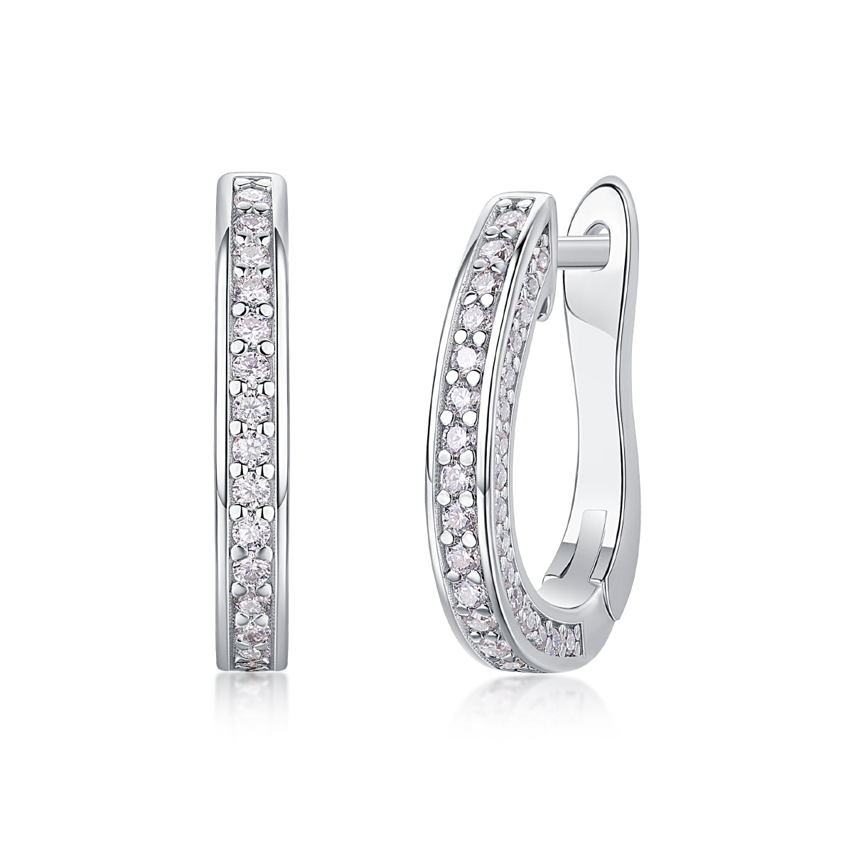 S925 Moissanite Stud Earrings – Platinum Plated Sterling Silver Earrings – Minimalist Sparkling Everyday Jewelry for Women