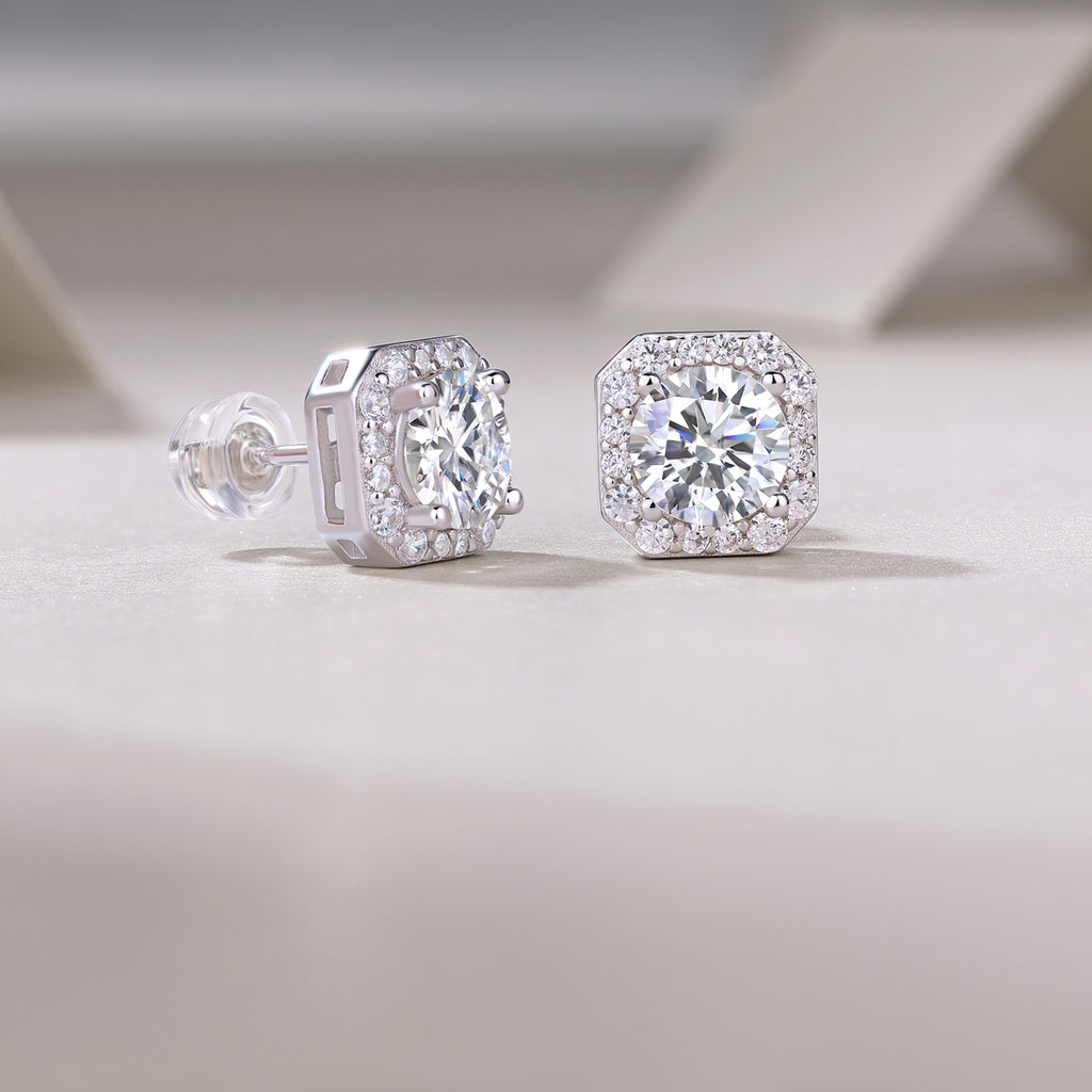 Rose Heart Moissanite Stud Earrings