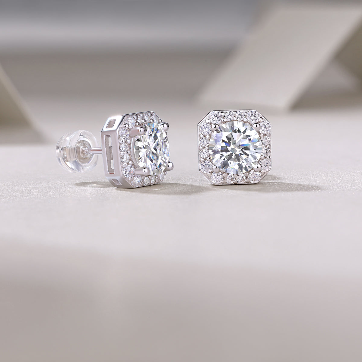 Rose Heart Moissanite Stud Earrings
