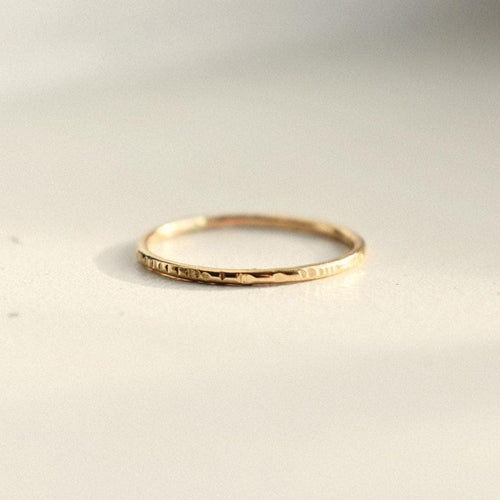 14K Gold Filled Hammered Stacker Ring - Handmade Textured Minimalist Design for Her