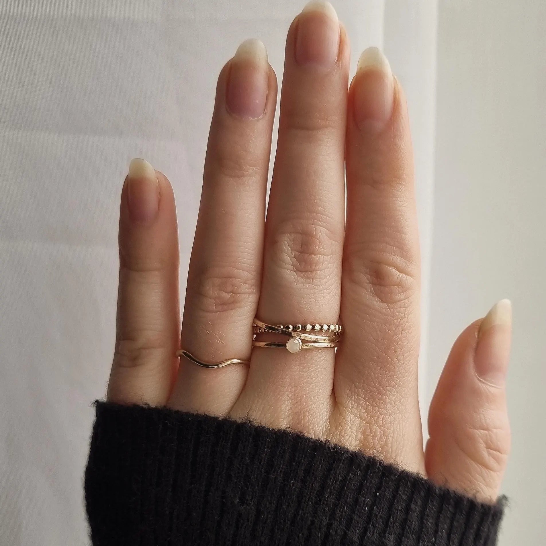 14K Gold Filled Hammered Stacker Ring - Handmade Textured Minimalist Design for Her