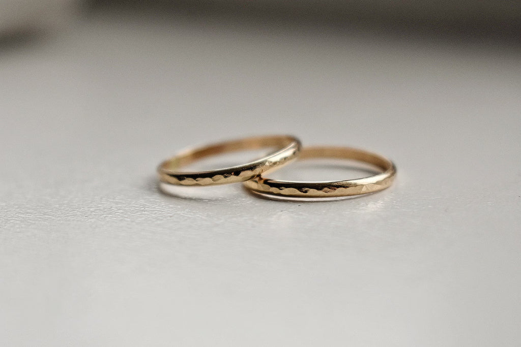 14K Gold Filled Stacker Ring - Handmade Textured Gold Ring for Her