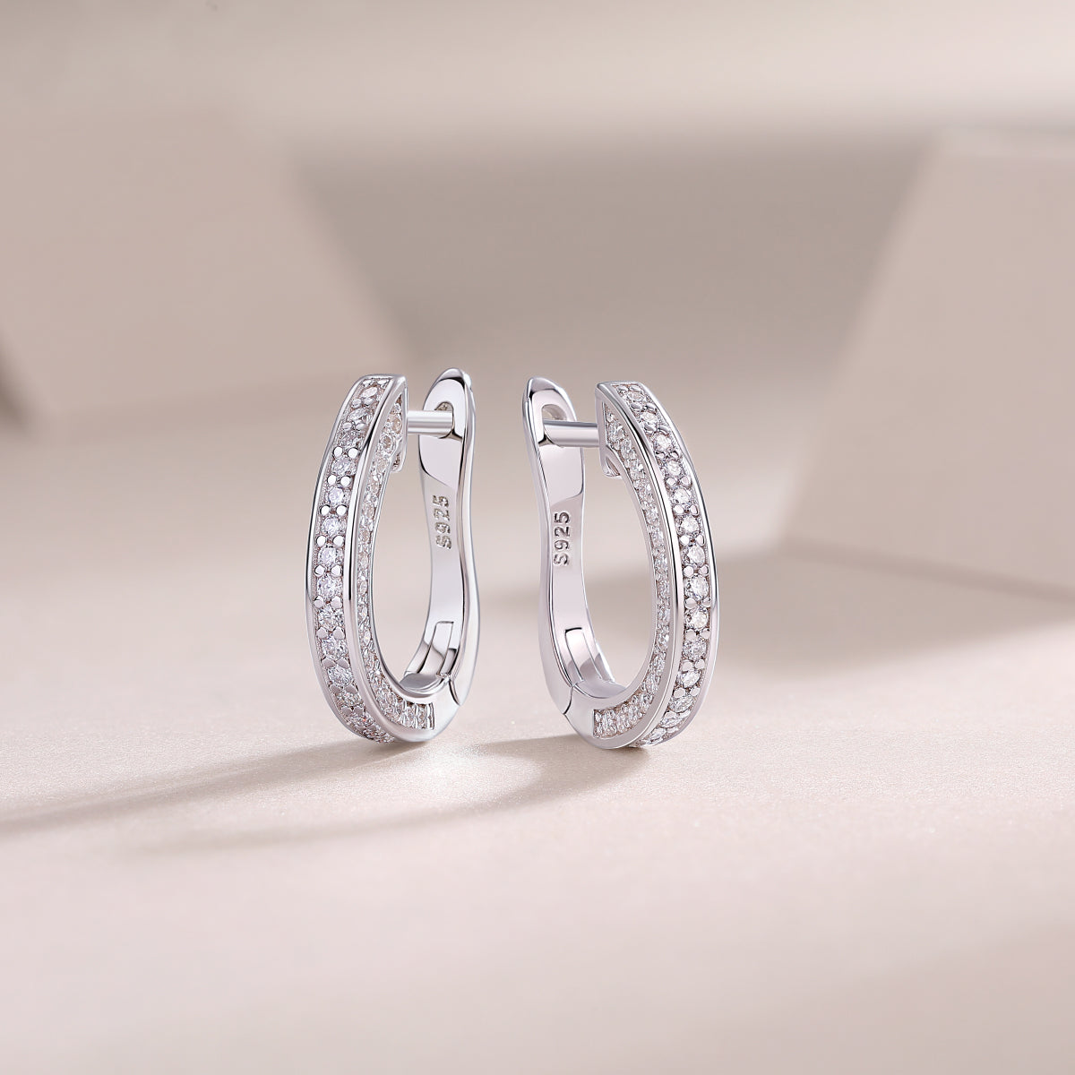 S925 Moissanite Stud Earrings – Platinum Plated Sterling Silver Earrings – Minimalist Sparkling Everyday Jewelry for Women
