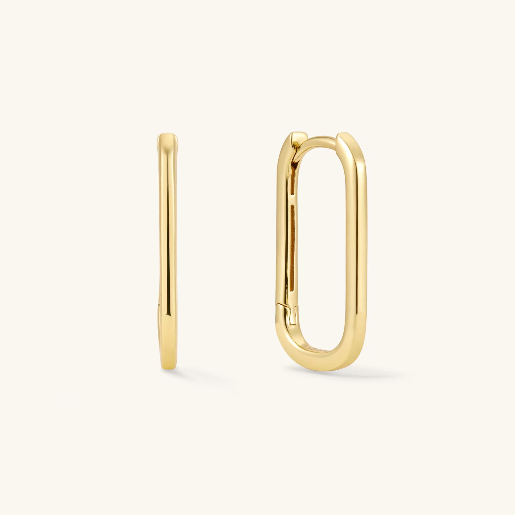 14K Gold Filled Large Oval Hoop Earrings - Elegant Dangle Design.