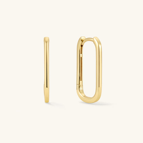 14K Gold Filled Large Oval Hoop Earrings - Elegant Dangle Design.