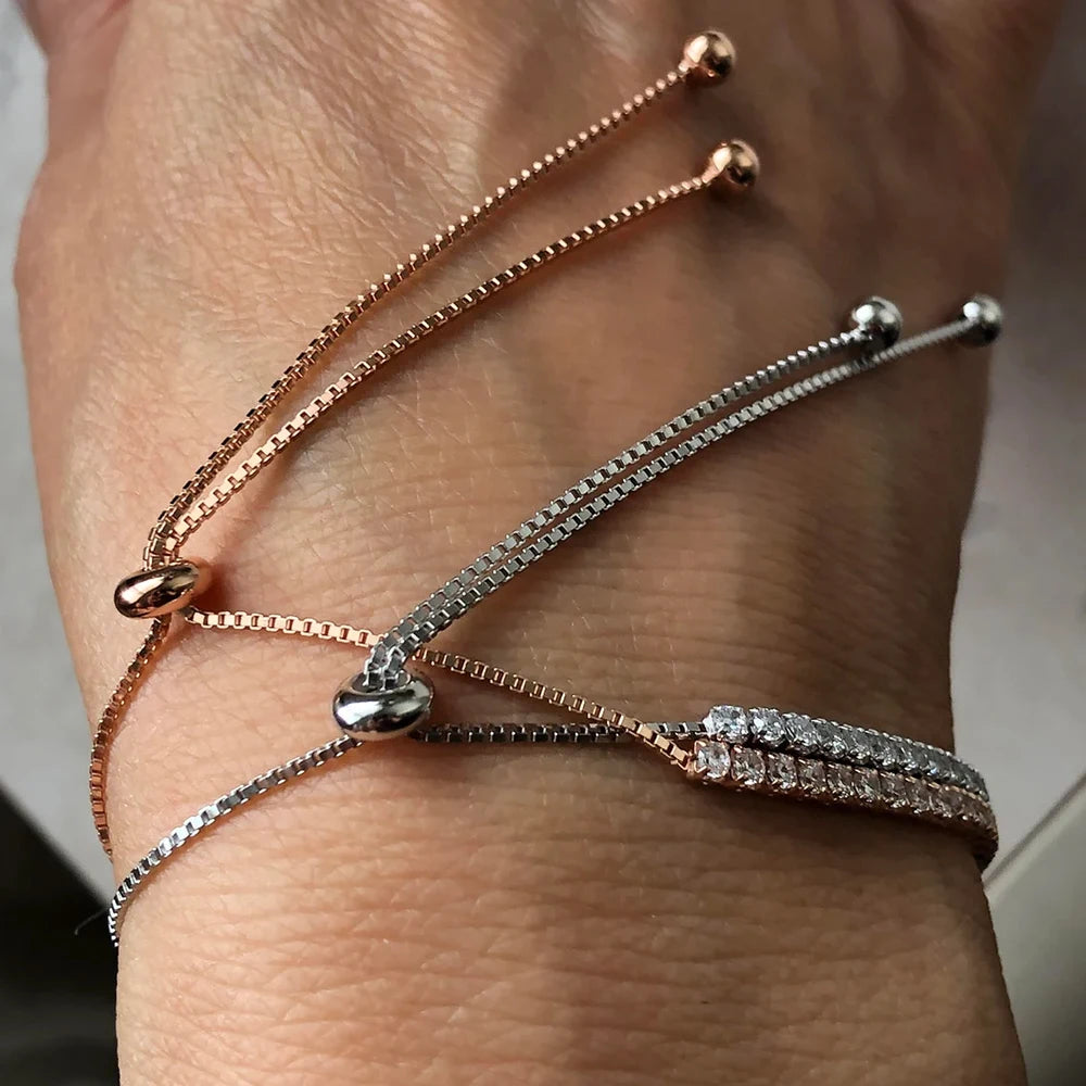 2mm Round Moissanite Tennis Bracelet for Women, D Color Lab-Created Diamond, 925 Sterling Silver with 18K White Gold Plating, Adjustable Chain