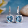 SGARIT 925 Sterling Silver Natural Sky Blue Topaz Earrings 
