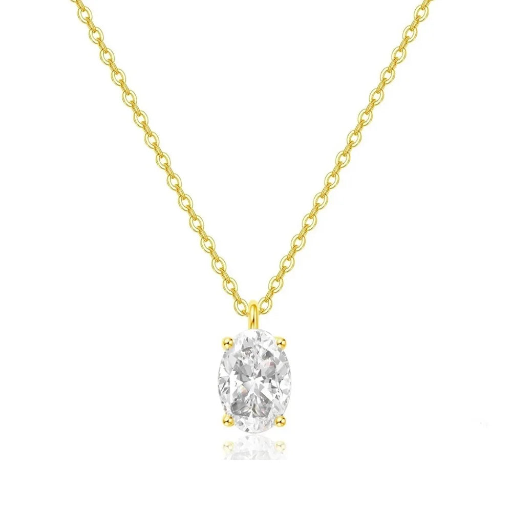 Solitaire Moissanite Pendant Necklace for Women in Pear, Oval, Marquise, and Emerald Cuts - S925 Silver Jewelry, Available in 1CT and 2CT