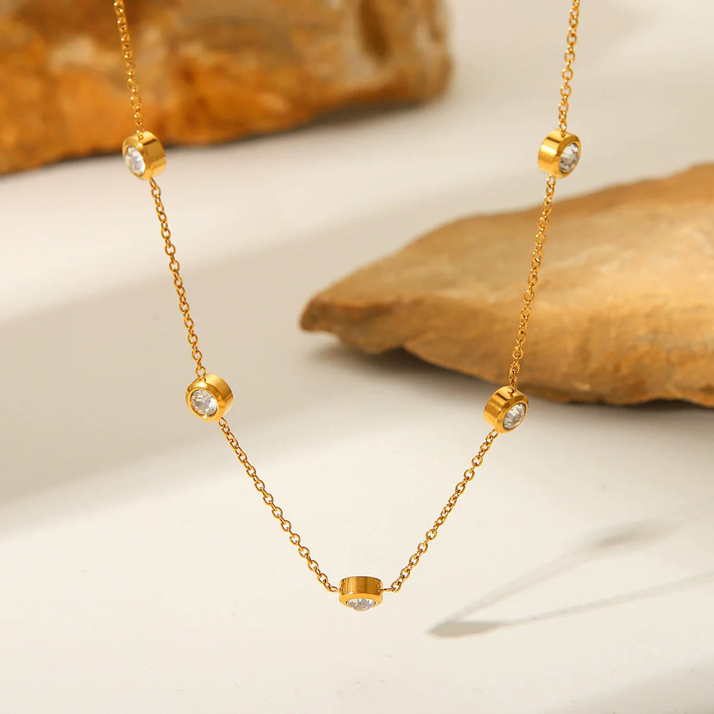 Necklace Zircon Geometric Titanium Steel 