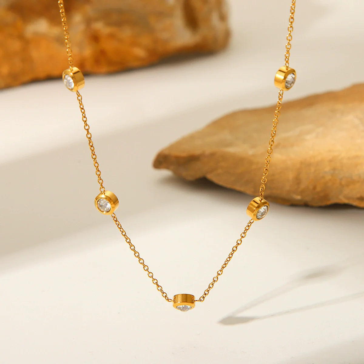 Necklace Zircon Geometric Titanium Steel 