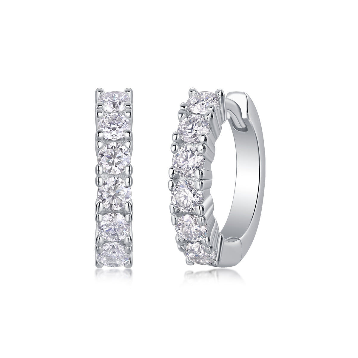 Pursuit - Top-Quality Moissanite S925 Silver and Platinum-Plated Stud Earrings, a Fashionable and Trendy Accessory, Can Be Tested with a Diamond Pen