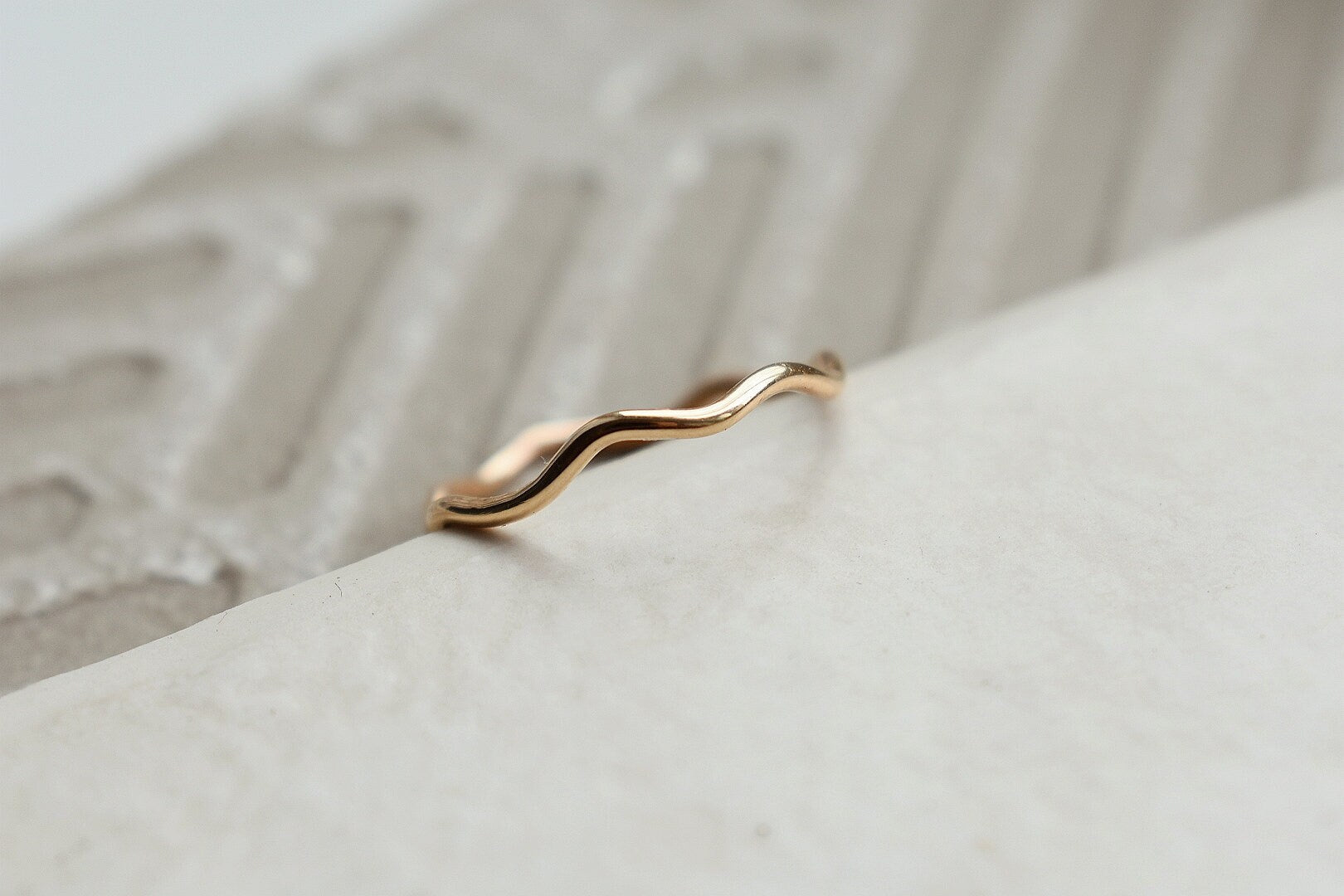 14K Gold Filled Wavey Wing, Gift for Her, Gold Thin Wave Ring, Gold Stacker Ring, Anniversary Gift, Gold Minimal Stacker Ring