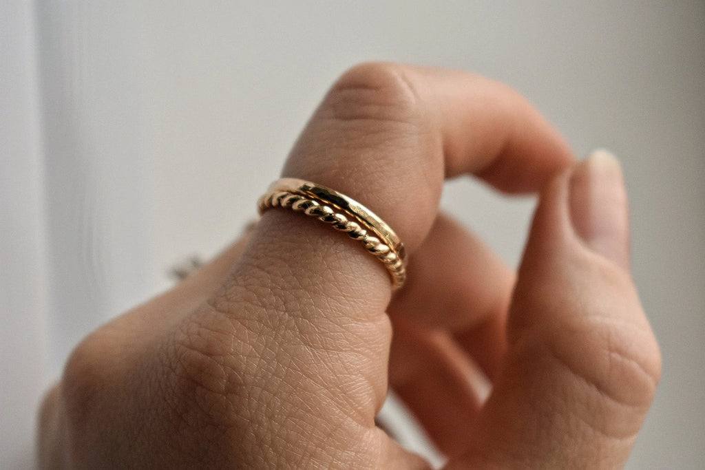 14K Gold Filled Stacker Ring - Handmade Textured Gold Ring for Her