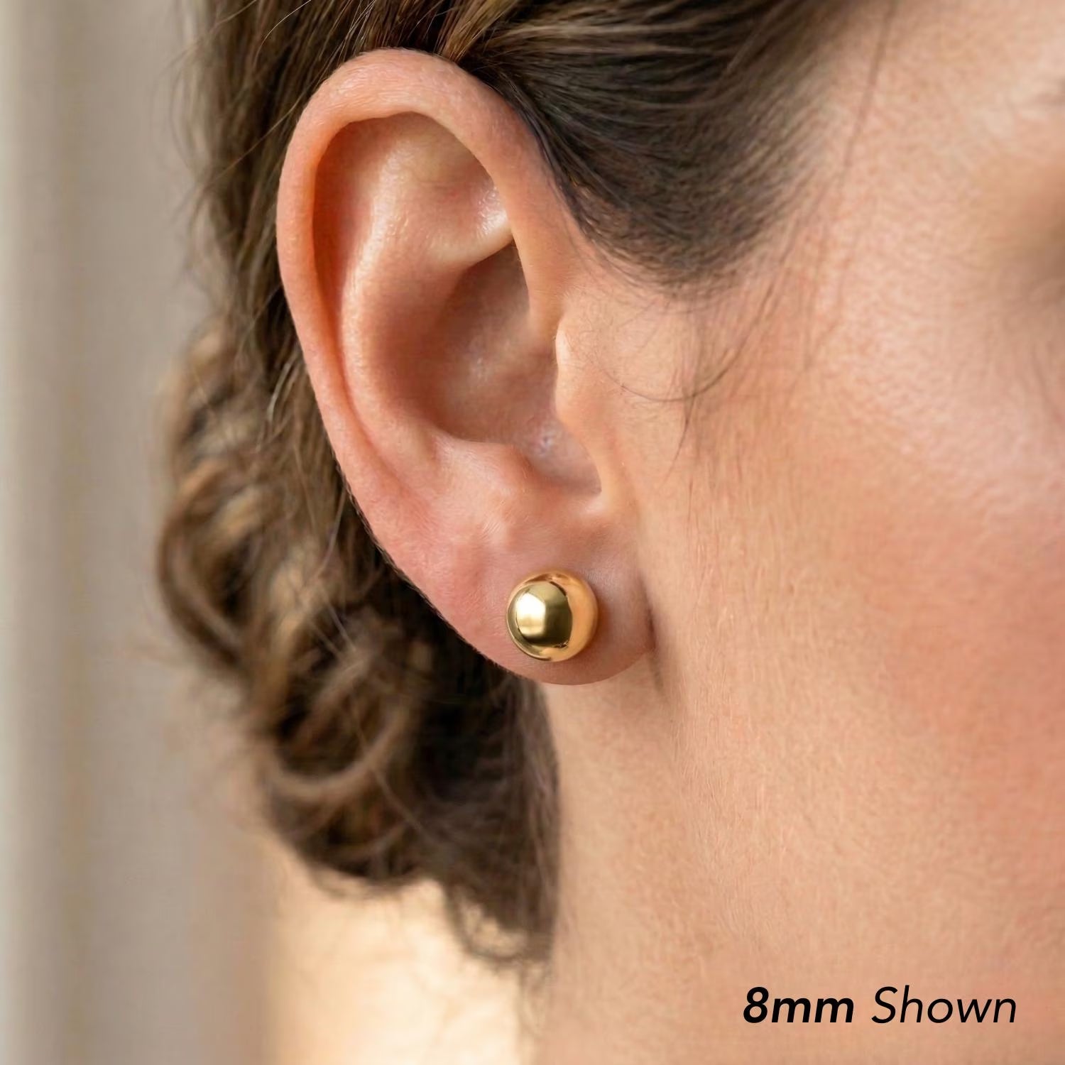 14K Yellow Gold Polished Round Ball Stud Earrings