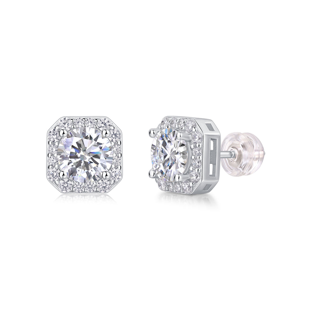 Rose Heart Moissanite Stud Earrings