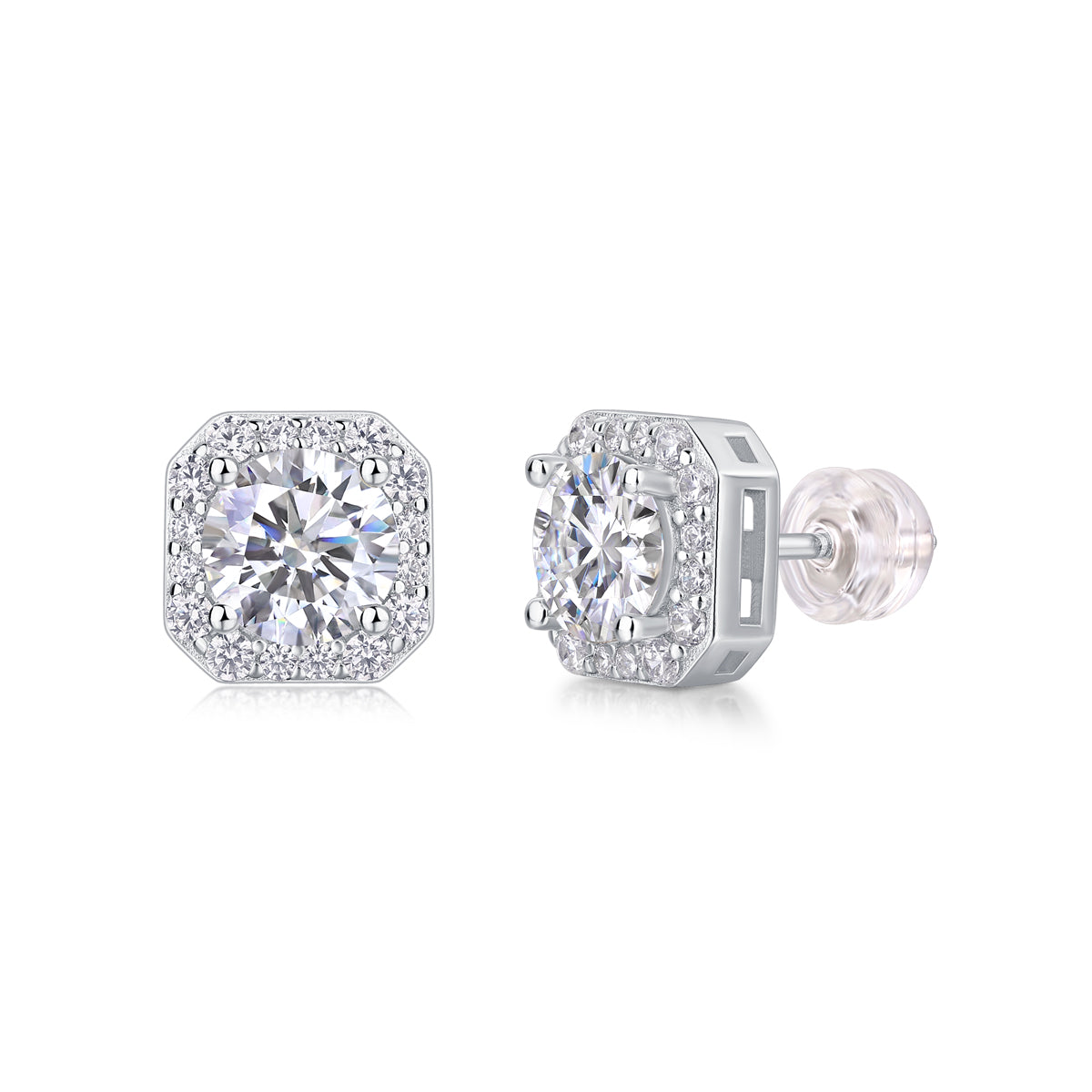 Rose Heart Moissanite Stud Earrings