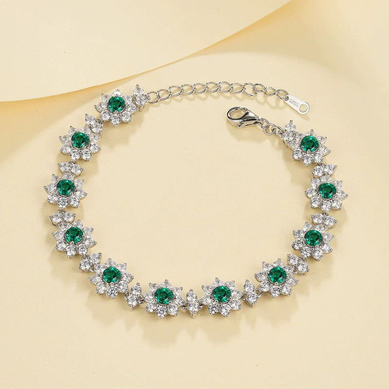 Bracelet 925 Silver Cultivation Emerald Geometric Electroplating Design