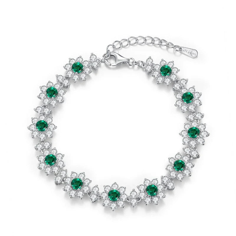 Bracelet 925 Silver Cultivation Emerald Geometric Electroplating Design