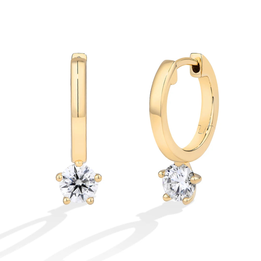 MINTYBOX S925 Sterling Silver Hoop Star Moissanite Stud Earrings - Lab-Created Diamond Drop Earrings