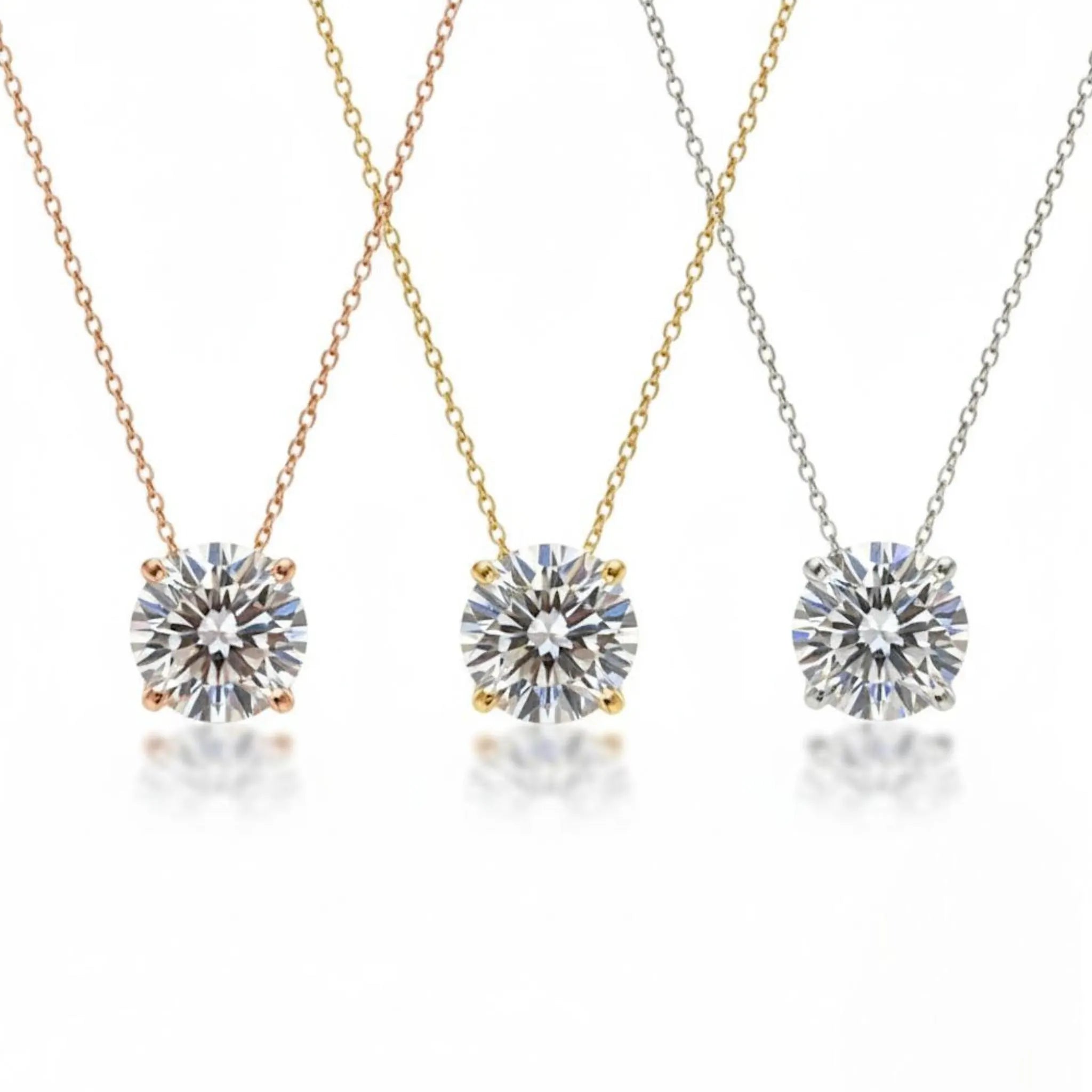 14K Gold Lab Grown Diamond Necklace – Minimalist Floating Diamond Pendant – Real Gold Solitaire Necklace for Women