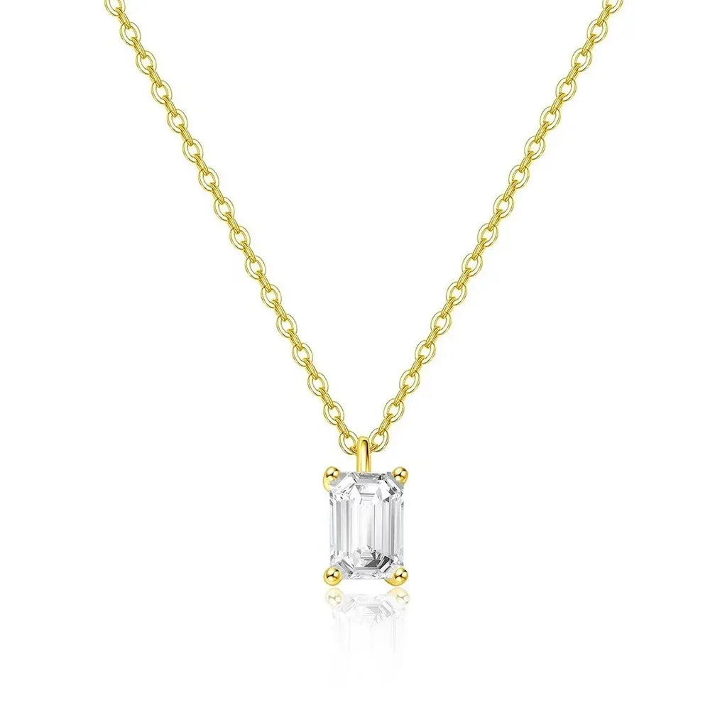 Solitaire Moissanite Pendant Necklace for Women in Pear, Oval, Marquise, and Emerald Cuts - S925 Silver Jewelry, Available in 1CT and 2CT