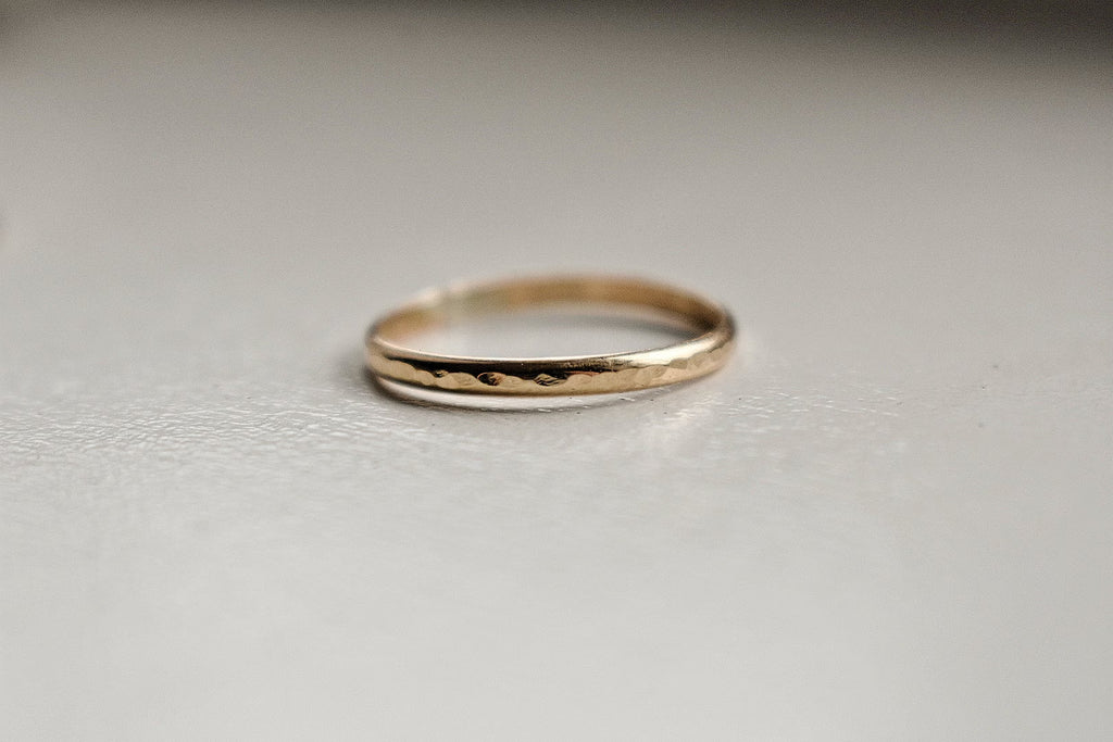 14K Gold Filled Stacker Ring - Handmade Textured Gold Ring for Her