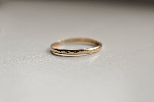 14K Gold Filled Stacker Ring - Handmade Textured Gold Ring for Her