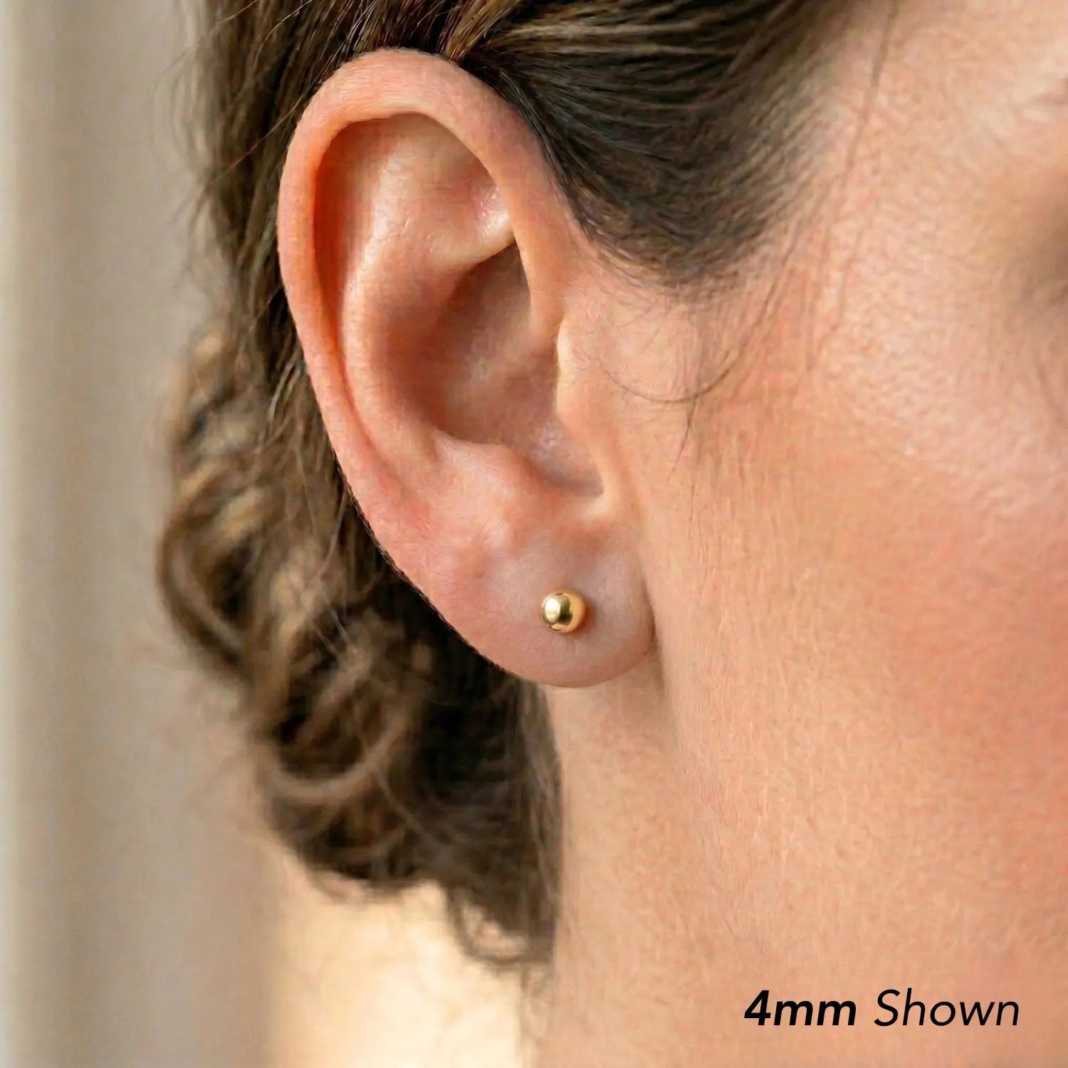 14K Yellow Gold Polished Round Ball Stud Earrings